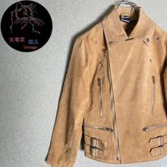 ✮ジャケット　ライダースジャケット　ダブル　キャメル　美品　スエード調　S✮