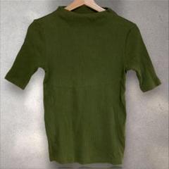 UNIQLO ユニクロ リブハイネックT(五分袖) S グリーン