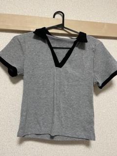 グレー Vネック Tシャツ 半袖