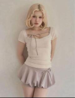 【andmary】Collie ribbon tops ivory ANDMARY】Nicole ribbon tops