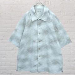 おしゃれ レア 木製ボタン シブ デザインシャツ レトロ 総柄シャツ スリット入