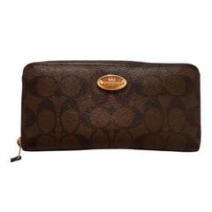 コーチCOACH 長財布 シグネチャー 柄ブラックブラウン
