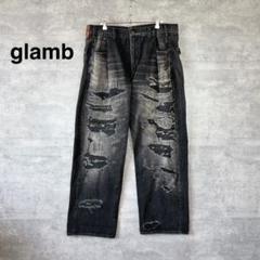 美品‼️ glamb デニム ジョガーパンツ ダメージ加工 左右非対称 ブラック glamb（デニム/ジーンズ）のフリマアイテム一覧