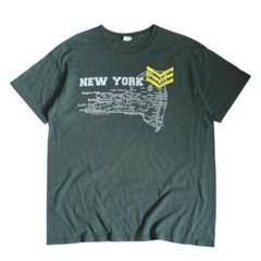 US古着【New York】ニューヨーク マップ ミリタリー グリーン Tシャツ
