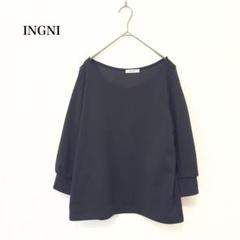 イング レース切替パール袖トップス チュニック INGNI ブラック フェミニン