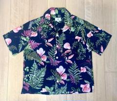 ダンヒル dunhill シルク100アロハラウンジシャツ ネイビーSサイズ美品