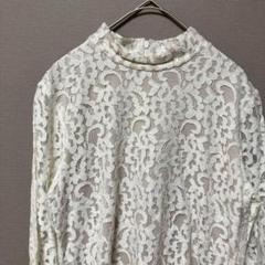 SEPTFOISレースブラウス(M) ホワイト七分袖スタンドカラー　上品大人