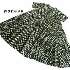 manana マニャーナ オリジナルプリント　チェック 半袖 ロング ワンピースのサムネイル