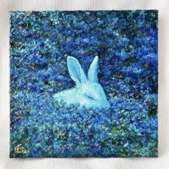 100×100㎜ 正方形ミニ額絵「うさぎ」 | atelier るんと