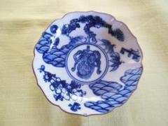 染付　印判　蓋物　茶碗　明治　大正　牡丹　花文様　松竹梅　ベロ藍 染付印判蓋物茶碗明治大正牡丹花文様松竹梅ベロ藍