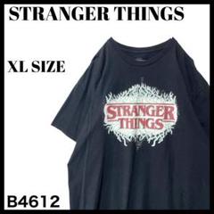 古着 ストレンジャーシングス グラフィック ロゴプリント Tシャツ 黒 XL