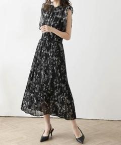 フリルプリントワンピース　花柄シフォンワンピース　SUGARBISKET 未使用