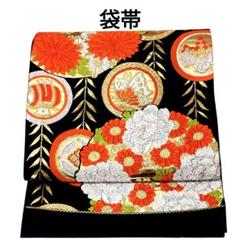 袋帯 正絹 花丸文 蝶 鼓 桐
