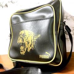 y2k puma leather shoulder bag BLACK