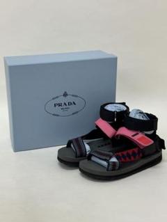 Amazon | PRADA(プラダ) レザーサンダル 三角ロゴ フラット