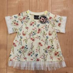 新品タグ付き　レース付きの半袖花柄 Tシャツ 95cm