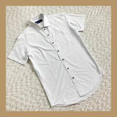 BRICK HOUSE◆ 半袖　ワイシャツ（L)　白　ストライプ柄　形態安定　夏