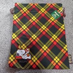 SNOOPYin伊勢丹　黄色チェック柄巾着