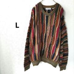 METHODE カラフルストライプ クルーネックセーター L 大きめ 個性的　L