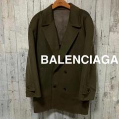 バレンシアガ ダブルブレスト チェスターコート カシミヤ 50% カーキ L バレンシアガ ダブルブレスト チェスターコート カシミヤ 50