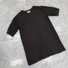 frauglatt ワッフルTシャツ ブラック Vネック コットン混 L