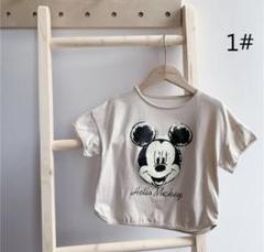 韓国子供服　レトロミッキー くすみTシャツ