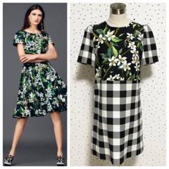 ドルチェ&ガッバーナ ツイード 千鳥格子 半袖ワンピース ドルガバ DOLCE&GABBANA - 美品 ドルチェ&ガッバーナ DOLCE&GABBANA