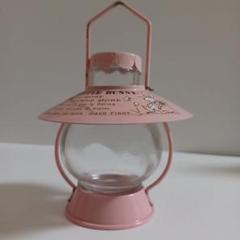 ランタン型貯金箱　LITTLE　BUNNY　昭和レトロ　ブリキ　ガラス　当時物