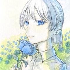 手描きイラスト オリジナル 原画 ATCサイズ 創作 水彩 花 青薔薇