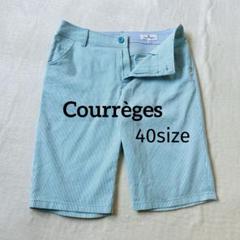 クレージュ ストライプ柄ショートパンツ ゴルフパンツ 爽やか ロゴ刺繍 メッシュ
