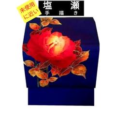 8241 未使用に近い　手描き　　塩瀬　　紅い大輪