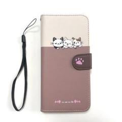 あんしんスマホ KY-51B ケース カバー 手帳型 ネコ 猫 ねこ ブラウン