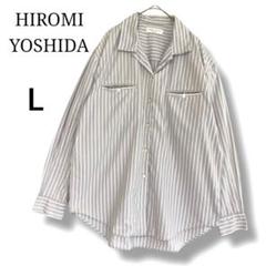 【HIROMI YOSHIDA】ヒロミヨシダ　ストライプ パジャマシャツ　長袖L