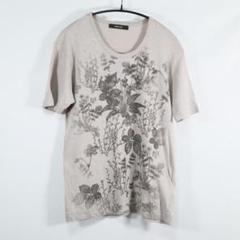 コムサメン　COMME　CA　MEN　ベージュ　フラワー　プリント　Tシャツ