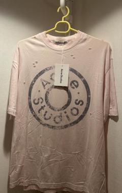 Acne Studios ロゴ ダメージ加工 Tシャツ ピンク