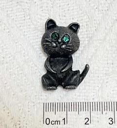緑の目 ラインストーン 黒猫 猫 ネコ ブローチ ピンブローチ