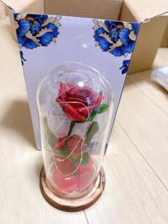 バラ 造花 LEDライト ガラスドーム 赤い薔薇 お祝い 贈り物 プレゼント