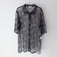 USED 古着 お花 花柄 メッシュ シースルー シアー 半袖 ブラウス
