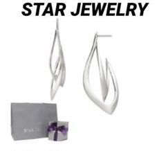 【税込?送料無料】 現行品*STAR JEWELRY*K10WGウェーブピアス＊ 保証書付き アクセサリー