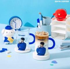 ビョンウソク EDIYA COFFEE サイン入りグラス カップホルダー付