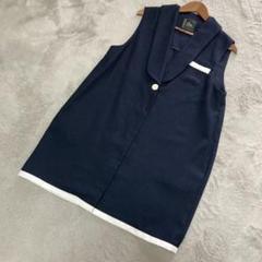 【人気急上昇】 ☆美品☆cen. センロングジレリネンライクネイビー日本製 トップス