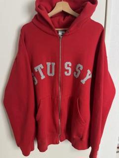 STUSSY レッド ジップアップパーカー XLサイズ　90s USA製