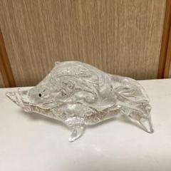 ガラス工芸　猪　ガラス細工　クリスタルオブジェ　干支飾り