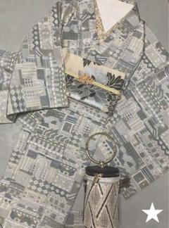 結婚祝い NEW】美品♡単衣紬 メルカリ - 涼しげな柄 人気のグレー系カラー 着物・浴衣
