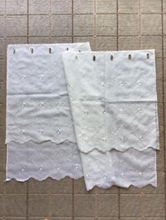 カフェカーテン　レース　花柄刺繍　2枚セット