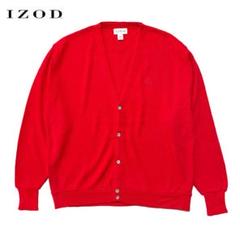古着 90S USA製 IZOD アイゾッド アクリルニット カーディガン 赤色