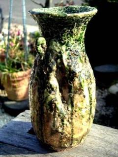 ♥時代 織部 双耳 花器 花瓶 骨董 古玩 ♥時代 織部 双耳 花器 花瓶 骨董 古玩 - メルカリ