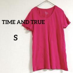 即購入OK✨TIME AND TRUE【S】ピンク Vネック Tシャツ