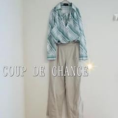 Coup de Chanceチェック柄Vネックスキッパーシャツ(36)緑