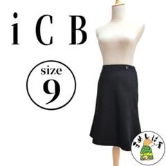 ICB アイシービー【9】フォーマルスカート フレアスカート 膝丈 ビジネス 黒